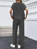 Women's Striped 2 Piece Set Short Sleeve T Shirt and Wide Leg Pants with Pockets