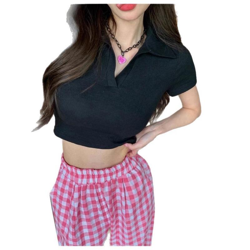 Tricou cu umăr Pure Wind pentru femei, vară slim-fit, Spice Girl, crop, design slăbit, top