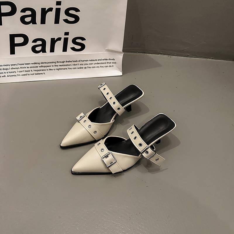 

Мода Панк Готика Металлическая Пряжка Высокий Каблук Женские Сандалии Лето 2024 Острый Носок Серебристые Туфли для Вечеринки Мода Женские Туфли-Лодочки 40