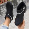 Chunky Western Boots for Women Retro Pointed Toe Thick Heeled Ankle Boots Woman Autumn Winter PU Leather Booties