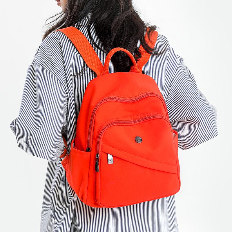 Solid Color Nylon Backpack Women's Travel Backpack Student Schoolbag