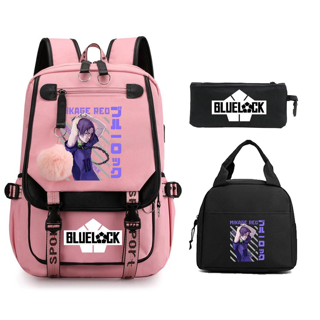Peripheral Printed Backpack Leisure Student School Bag Pencil Bag Lunch Bag Set