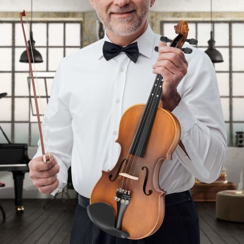 Eastar EVA-3 Beginner's Violin Set, Matte Finish, Fretboard Marked Tuners, and Spare String Set (4/4)