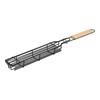 Barbecue Grill Baskets for Meat Vegetables Lockable Grille Rolling BBQ Cage with Wooden Handle Barbecue Net Rack for Shrimp Fish Veggies