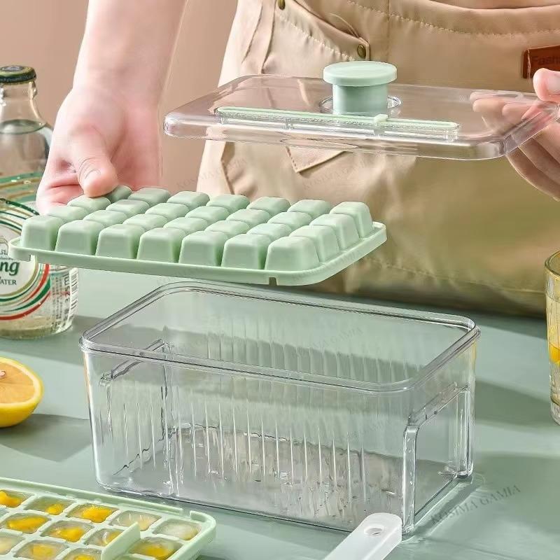 Ice Cube Mold Multifunctional Ice Maker 28/56 Grids Press Ice Tray Bucket with One-touch To Release Portable Ice Box Ice Cube