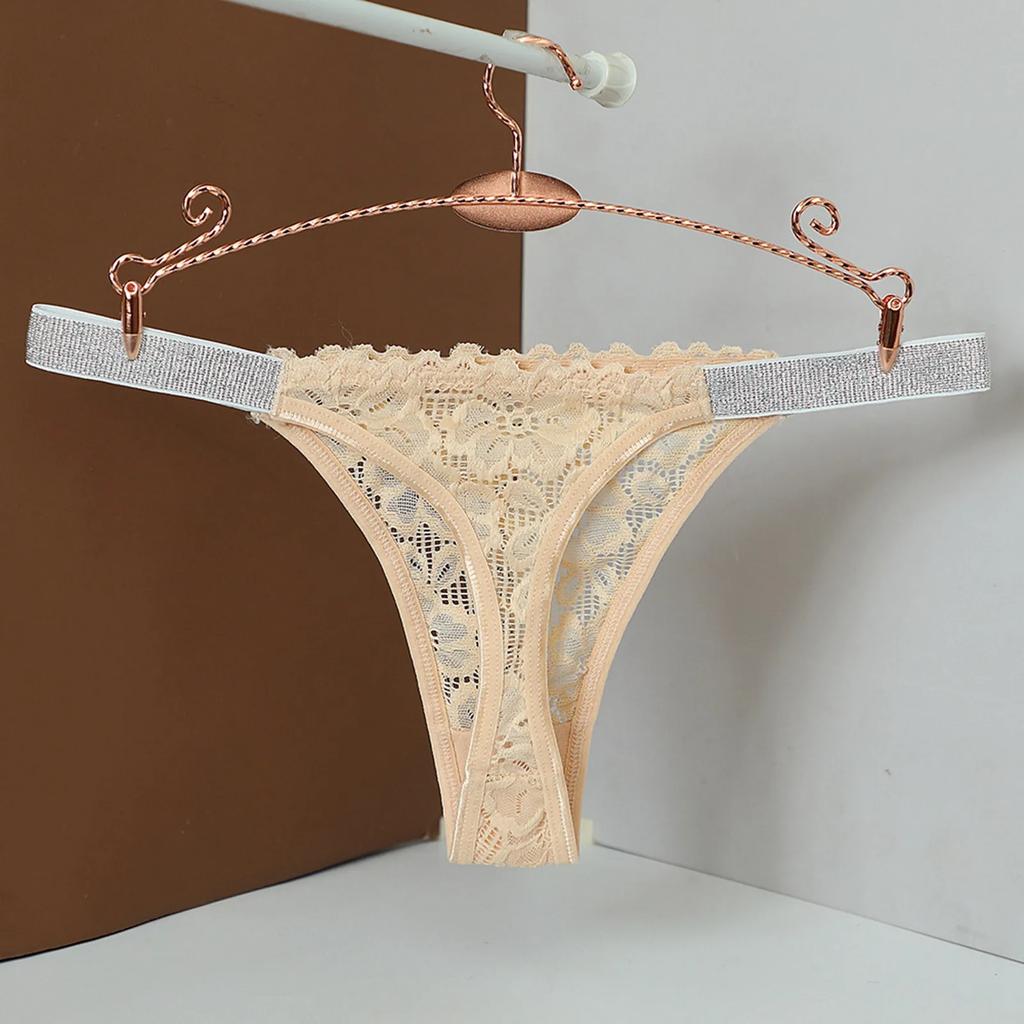 Sexy Lingerie Undies Mid Waist Sexy Solid Color Lace Thong Peach Panties Thong Panties Woman'S Underwear