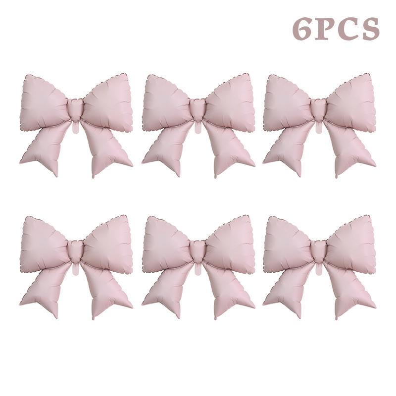 6Pcs Baby Pink Bow Balloon Bow Tie Pink Balloon Mini Bow Balloon Wedding Bride Shower Girl Gift Balloon Decoration