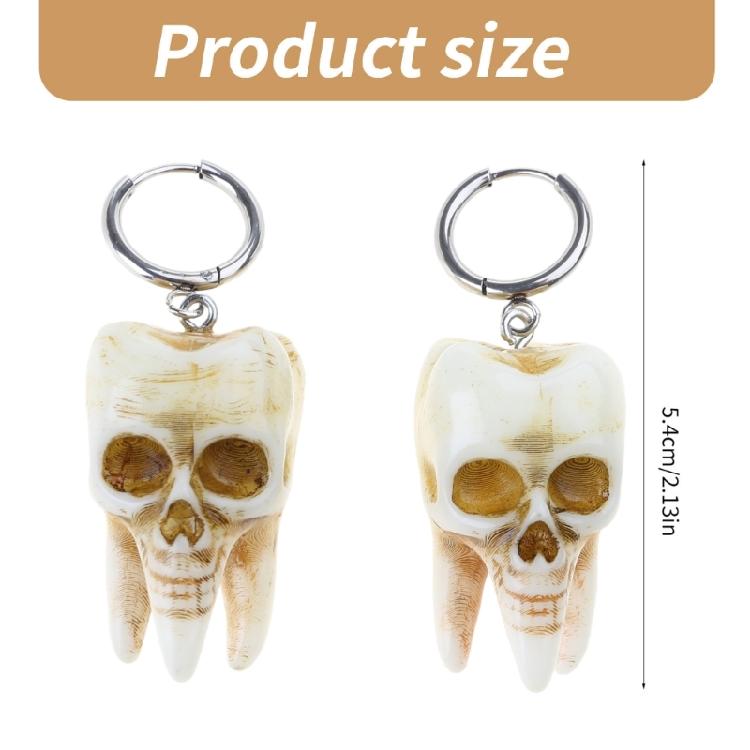 Stili Punk Teschio Dente Lega Robusta Resina Orecchini Gothics Fatti a Mano Gioielli Moda Donna Accessorio per Uso Quotidiano