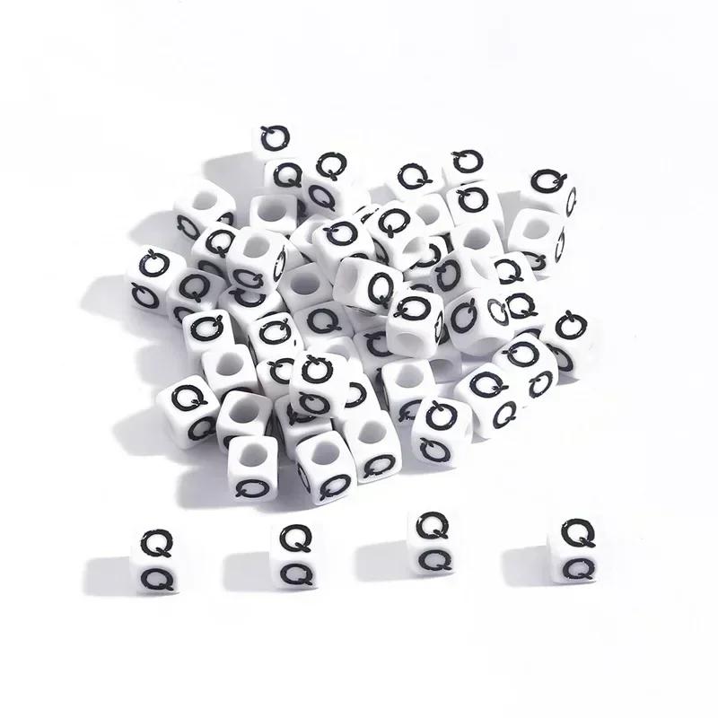 100-500pcs Acrylic A-Z Letter Bead White Square Cube Alphabet Bead for Jewelry Making Diy Bracelet Necklace Earrings Accessories