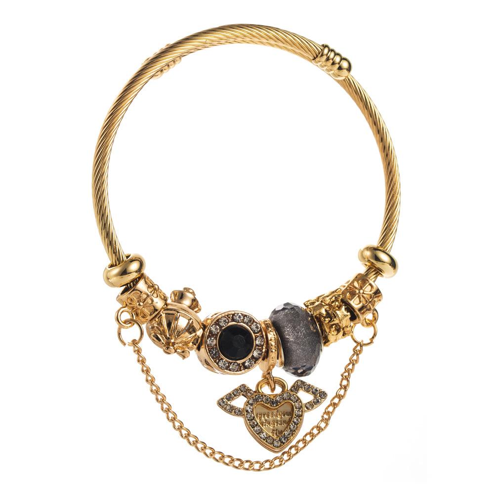 

Модный браслет с бусинами в форме сердца, инкрустированный бриллиантами, для лучшей подруги, интернет-знаменитости чёрный