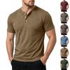 Men’s Casual Breathable Short Sleeve Henley Shirt with Button Placket Lightweight Comfortable Relaxed Fit Top for Everyday Wear