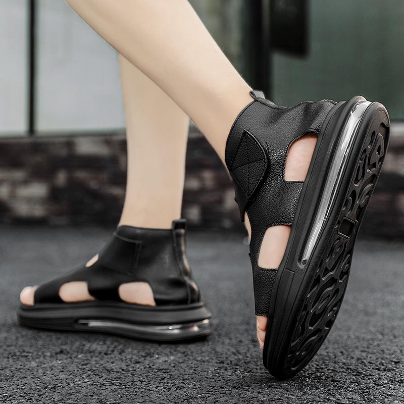 Fashion Simple Design Men's Sandals Solid Color PU Leather Men's Summer Casual Comfortable Open Toe Shoes Soft Beach Shoes Men's Sandal