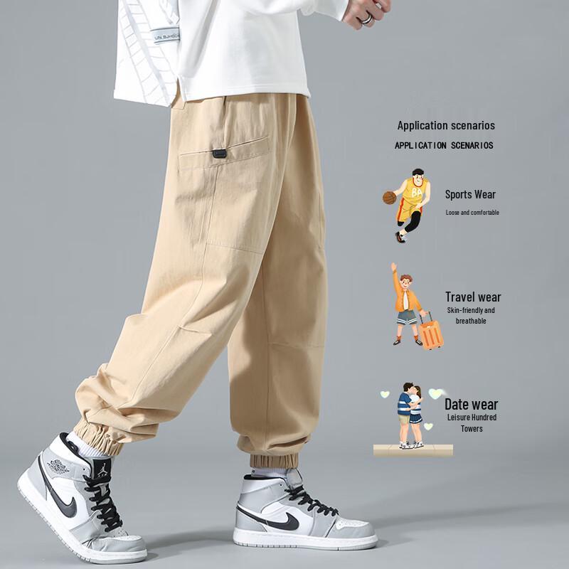Dingfengbaoluo Men's Japanese Style Loose Fit Jogger Cargo Pants YK533