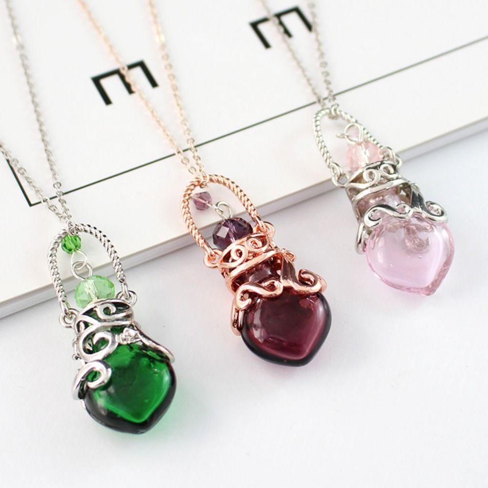 Heart Shape Perfume Vial Necklace Glass Vial Perfume Bottle Necklaces Wishing Bottle Pendant Gift