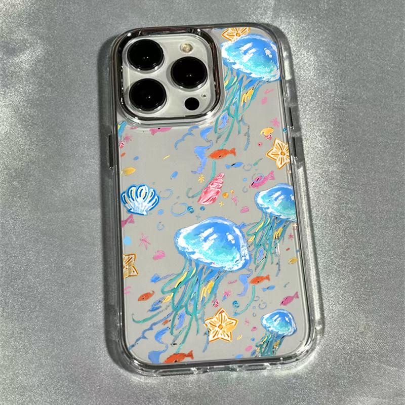 Transparent Jellyfish Pattern Phone Case for Samsung Galaxy S26 S25 S24 S23 S22 FE Plus Ultra 5G S26 Plus Clear Shockproof Cover