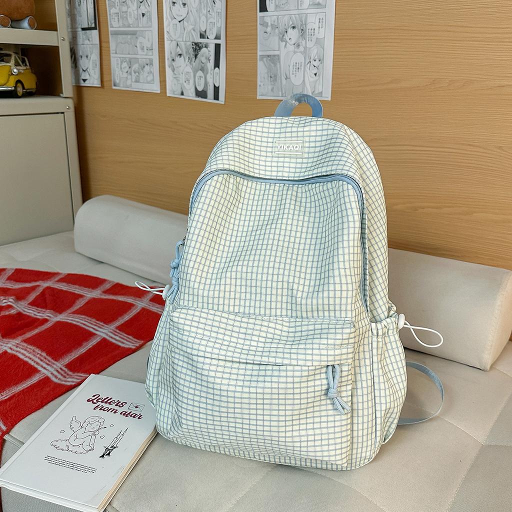 Schoolbag Korean Ins Mori Small Fresh and Sweet Wind Girl Plaid Small Backpack High Value Travel Lightweight Backpack