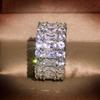 S Sterling Copper Color Big Band Ring with Bling Bling Zircon Stone Ring for Women Fashion Party Birthday Jewelry