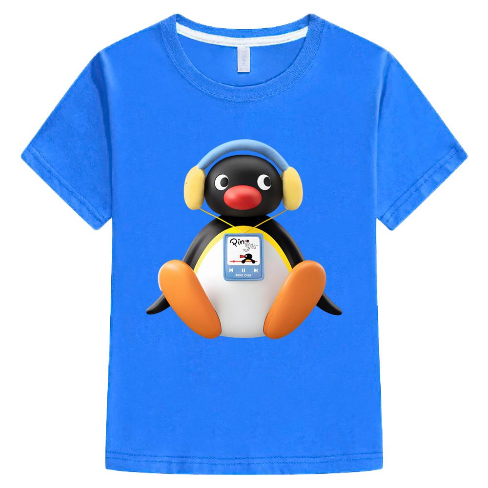 Pingu T-shirt Kawaii Boys Girls Kids Clothing Short Sleeves Sports Fashion Streetwear Manga/Comic Tees