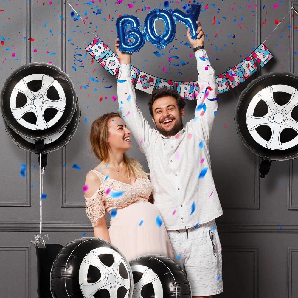 Car Birthday Checkered Room Decor Car Wheel Balloon Tire Air Globos Tire Balloon Party Supplies