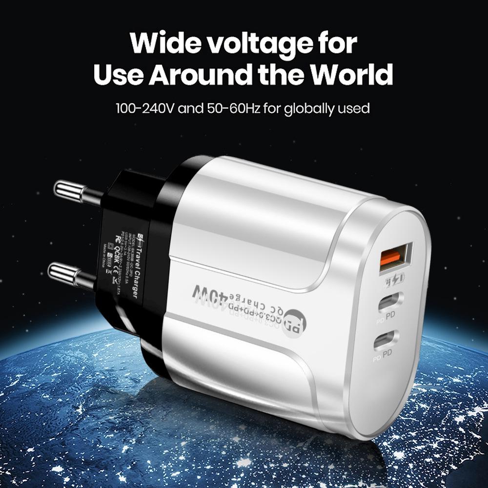 Universal Charger: Compatible with US, EU, UK, AU Specs, Original Power Adapter with 1 USB + 2 PD Ports