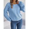 Sweter damski w jednolitym kolorze, patchworkowy, z rękawami typu lampion, pulowerowy top