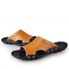 Fashion Big Size Men Slippers Summer Fashion Genuine Leather Casual Slides Street Fashion Beach Shoes Black Cow Leather Sandals