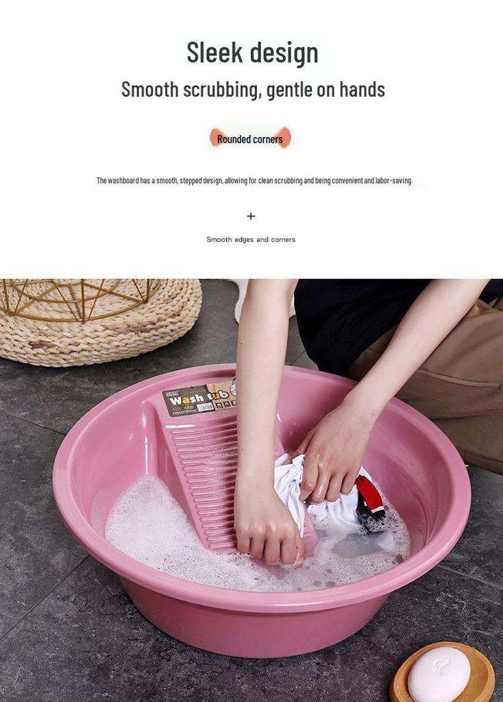 Extra Large Thickened Plastic Wash Basin with Washboard - Ideal for Dorms, Baby Care, and Home Use