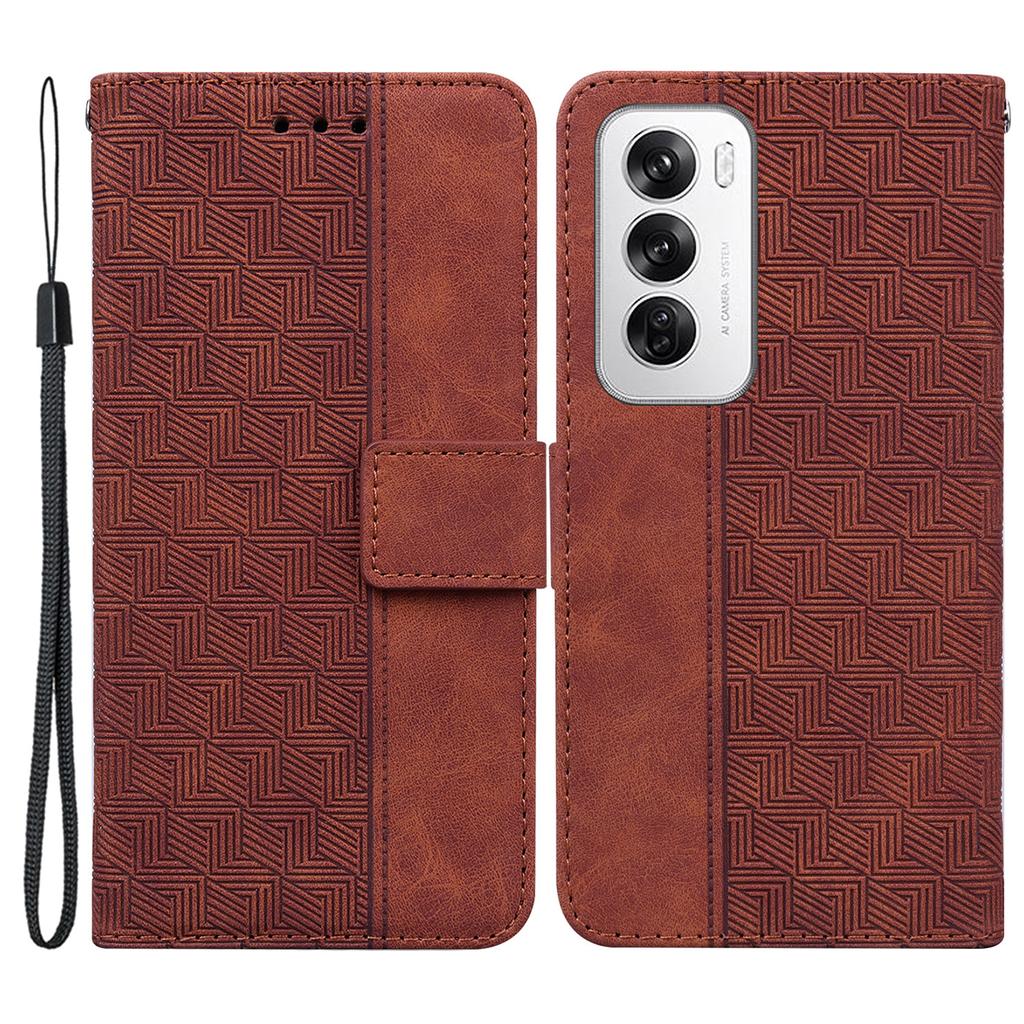 For Oppo Reno12 5G (Global) Wallet Phone Case Geometry Pattern Leather Flip Cover
