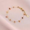 New Arrival Delicate Tarnish Free Titanium Steel Healing Rose Quartz Gravel Charm Thin Bracelet Summer Girl Crystal Jewelry