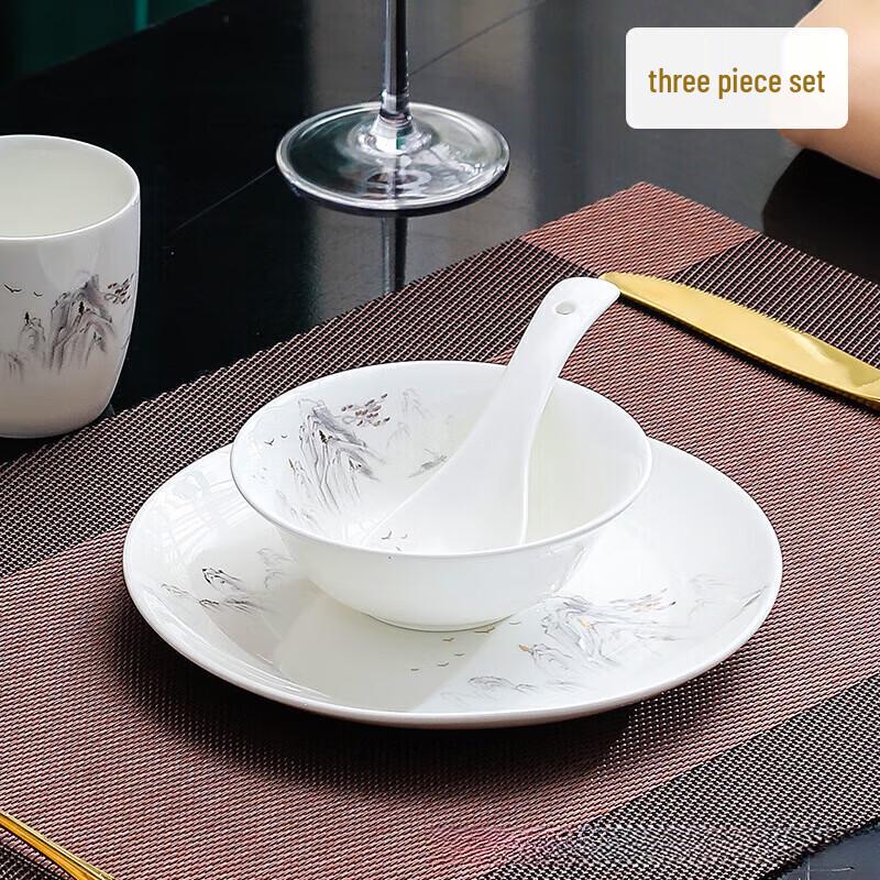 

Jingdian Guangnian Chinese Ceramic Tableware - Ink Wash Mountain Peak Design