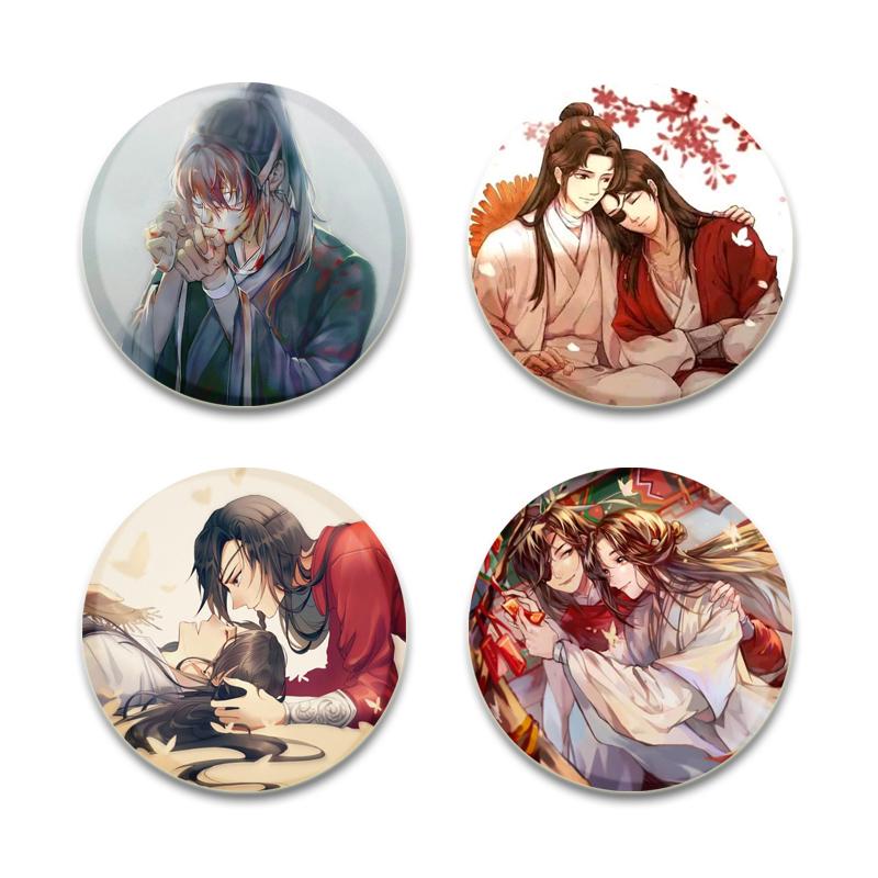 32/44/58 mm Anime Heaven Official's Blessing Badge Hua Cheng/Xie Lian Cartoon-Broschen, handgefertigt, niedliche Emaille-Anstecker als Schmuck, Geschenk-Accessoire