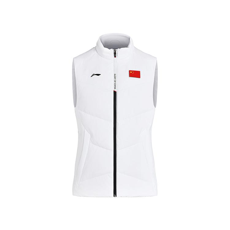 Li Ning National Team Series Comfortable Warm Zipper Stand Collar Vest Women vest White AMRU052-2