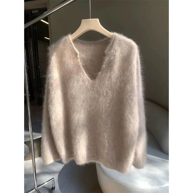 Withdrawal autumn and winter new milk huhu gentle soft waxy blue mohair sweater knitted cardigan jacket