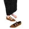 Retro pointed head shallow mouth inner height increase single shoes women's 2025 new design French late evening wind Mary Jane shoes
