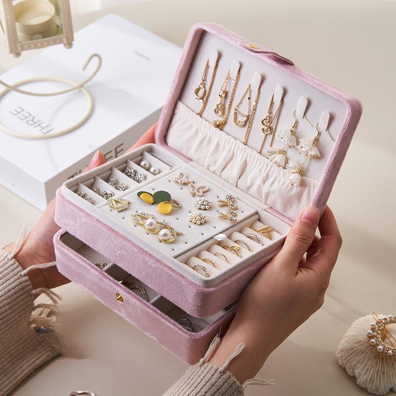 Scatola porta gioielli in pelle multistrato, custodia porta gioielli da viaggio per donna, per orecchini, anelli, collane, regalo per la festa della mamma, Natale
