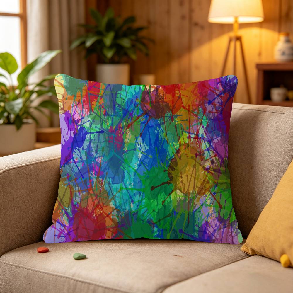 Colorful Paint Splash Pillow Gift Home Office Decoration Bedroom Sofa Car Cushion Cover case 45x45