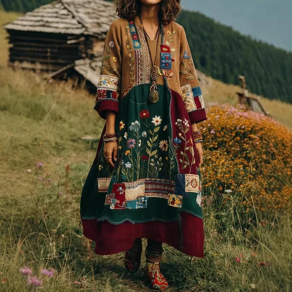 European and American new shirts, dresses, bohemian vacation style pendulum skirts, printed dresses