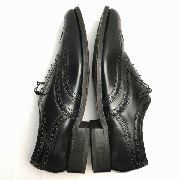 80s Vintage 1984 FLORSHEIM Full Brogue Wingtip Business Shoes Black size 9D 26.5-27.0(USED)
