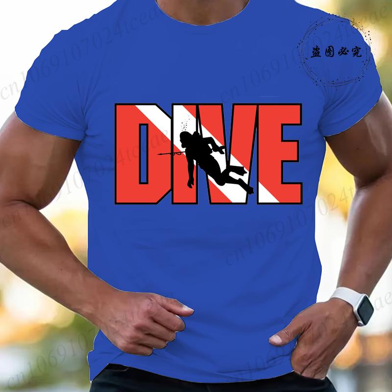 New Fashion T Shirt for Men Casual Short Sleeve Hip Hop Streetwear SCUBA Dive Print Tee Shirt Pullover Mens Women T-shirt Tops