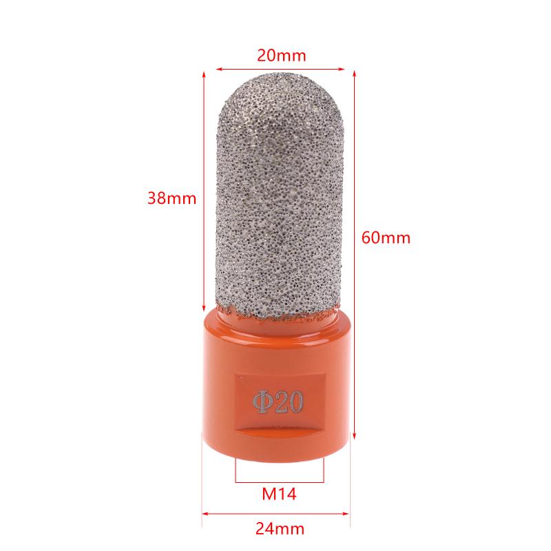 

20MM M14 Thread Vacuum Brazed Finger Bits Ball End Mill For Marble Granite Ceramic Tile Angle Grinder Milling Tools
