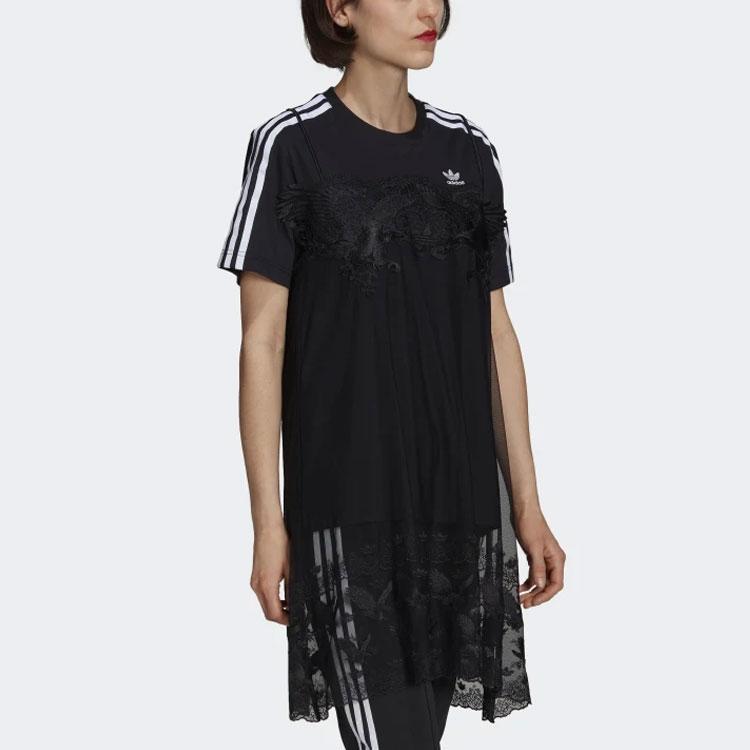 Adidas Originals X Tylko czyszczenie chemiczne Kolekcja Sportowy Styl Życia Codzienny Sport Koronka Krótki Rękaw Oddychająca Sukienka Sukienki Damskie Czarny H59018
