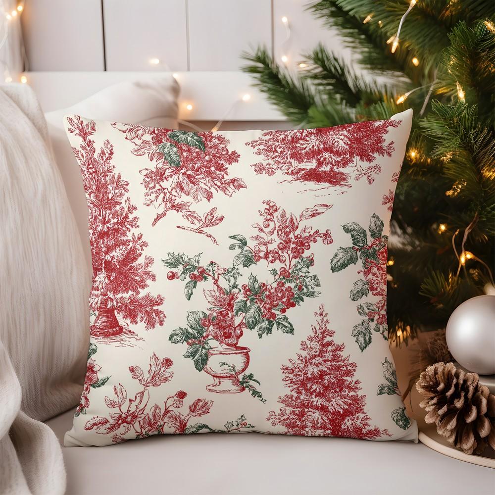 Home Decor Christmas Trees and Snowflakes Throw Pillow Pattern Cushion Cover Suitable for Sofa Bedroom Car Pillow Cover