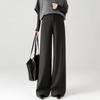 Elegant High-Waisted Wool Wide-Leg Pants for Women - Winter 2025 Style, Thickened A-Line, Casual and Loose Fit
