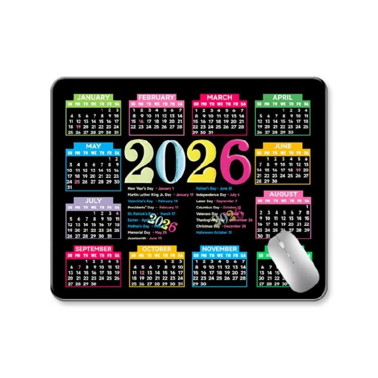 

Mousepad Stable Anti Slip Rubber Mouse Pad Featuring 2026 Pattern Colorful Dates for Efficient Work and Play