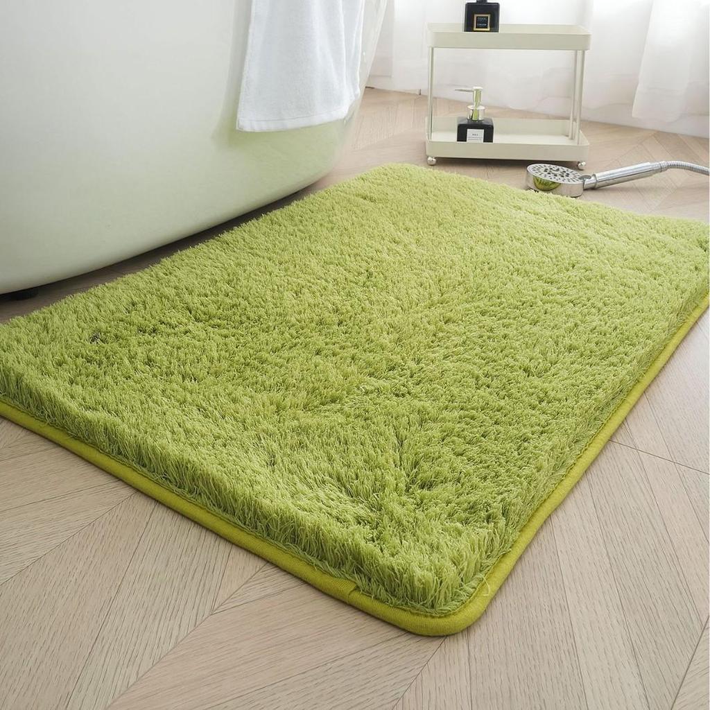 Thick Lambswool Water-Absorbent Bathroom Rug - Solid Color Full Coverage Floor Mat for Living Room, Bedroom, Entrance