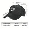 Christian Heart Cross Baseball Cap Unisex Polyester Distressed Denim Look Casual Church Hat