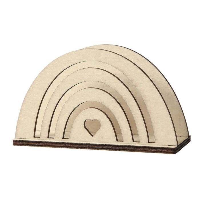 Porte-courrier arc en ciel en bois 14 x 8 cm 3 pièces