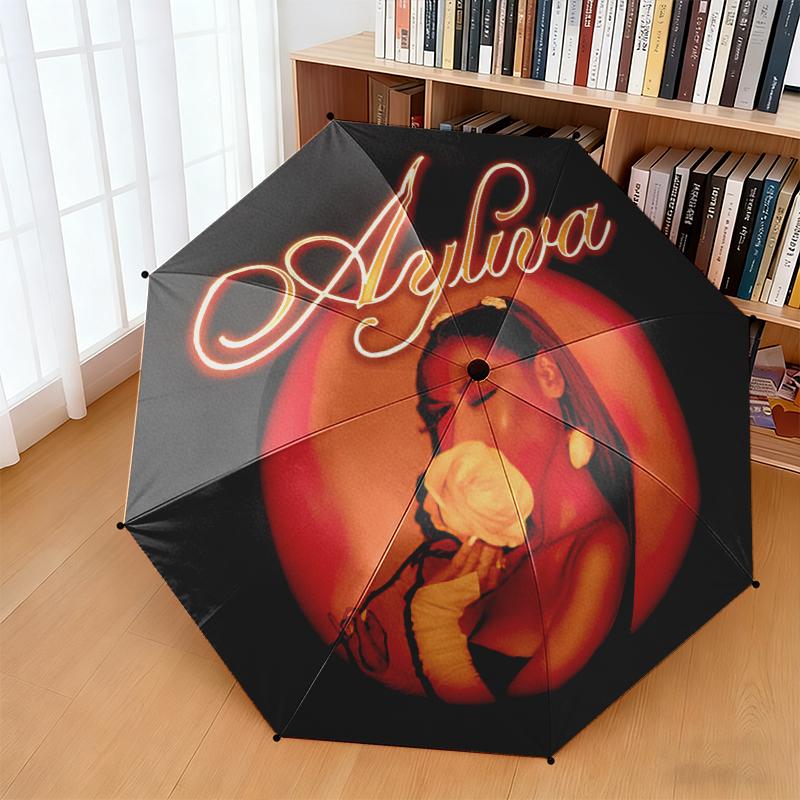 1pc Ayliva's Album Cover Umbrella Portable Folding Umbrella Iron Frame Hole Bone Structure Outdoor Home Umbrella