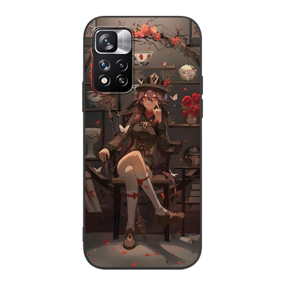 Hu Tao Genshin Impact Case for Xiaomi Redmi 10A 10C 9C 12C 9A 9i 10 12 9 Prime 9T K40 Pro Black Soft TPU Mobile Phone Bag Cover