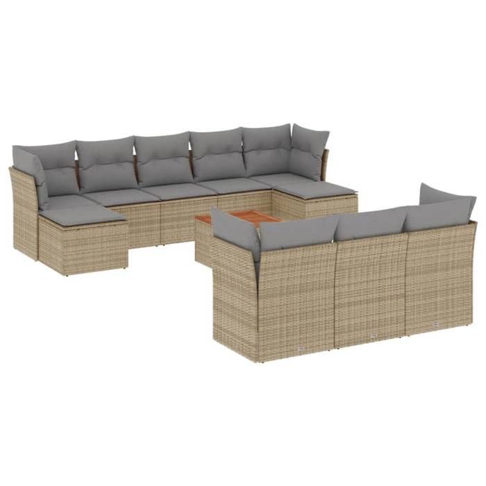 VidaXL Garden Lounge Set with Cushions 11 Pcs, Patio Sofas, Patio Furniture Set, Outdoor Furniture, Beige 3223882